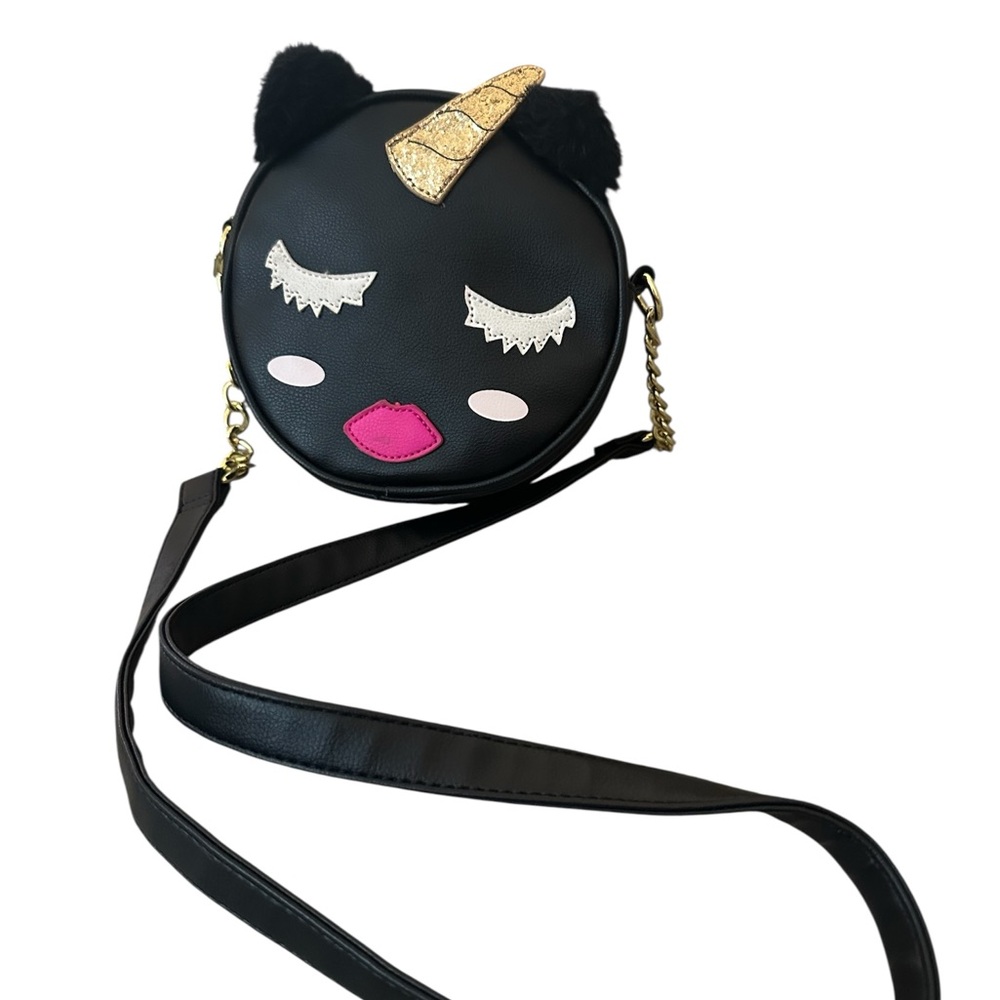Betsey Johnson Black‎ Unicorn Cat Canteen Crossbody Bag NWT $53 MSRP Halloween - Picture 12 of 16
